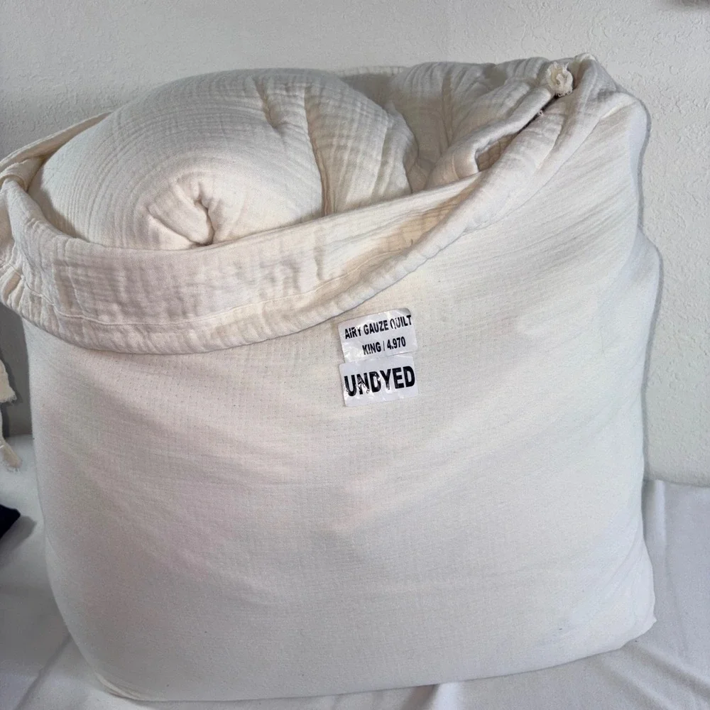 Airy Gauze Quilt King Undyed New With Imperfections Muslin Cotton Bedding cream